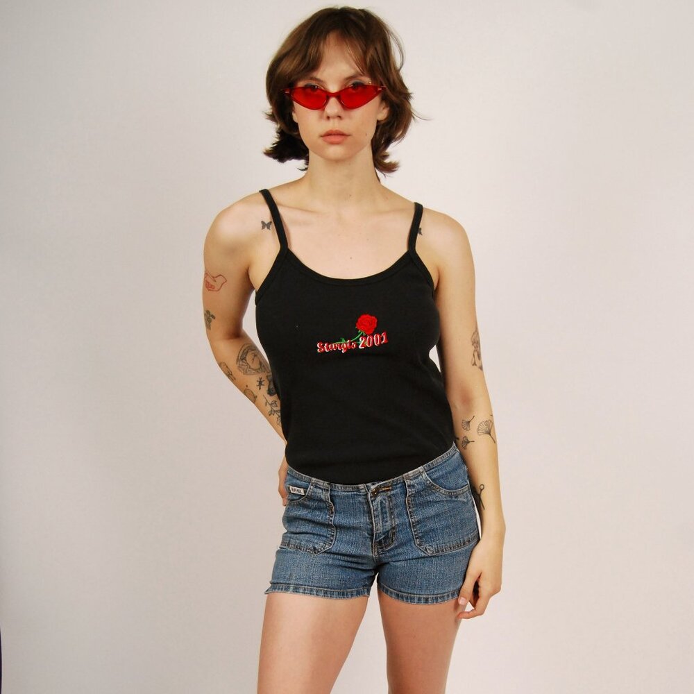 Y2K Denim Booty Shorts (1) blue jeans vintage micro shorts baddie low rise femme